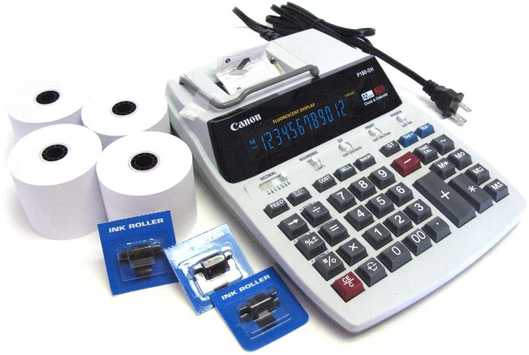 Canon P180 Desktop Printing Calculator Special Package with 4 Rolls