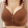 thumbnail image 2 of Sngxgn Womens Wireless Bra, Full-Coverage Pullover Stretch-Knit Bra, Smoothing T-Shirt Bra(Coffee,50), 2 of 6