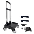 thumbnail image 1 of Backpack Trolley Wheeled Cart, Foldable Aluminium Alloy Hand Truck with Edge Guard Base, 4 Spinner Wheels, Luggage Cart with Luggage Strap for Teenagers, Adults, School,Luggage Trolley for Travel, 1 of 9