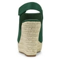 thumbnail image 3 of Sandalias De Cuña Tacón De Plataforma Alpargata Para Mujer Verde esmeralda 36, 3 of 6