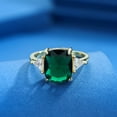 thumbnail image 2 of rygai Finger Ring Simple Styles All Match Shiny Stunning Visual Effect Ultra-Light Decorative Alloy Women Simulated Gem Stone Emerald Ring for Women,Golden, 2 of 7