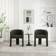 thumbnail image 3 of Guyou Modern Boucle Dining Chairs Set of 3, Barrel Sherpa Side Chair with Curved Backrest and Arms, Comfy Dressing Vanity Chairs, Upholstered Kitchen Chairs for Living Room Bedroom Dining Room, Green, 3 of 7