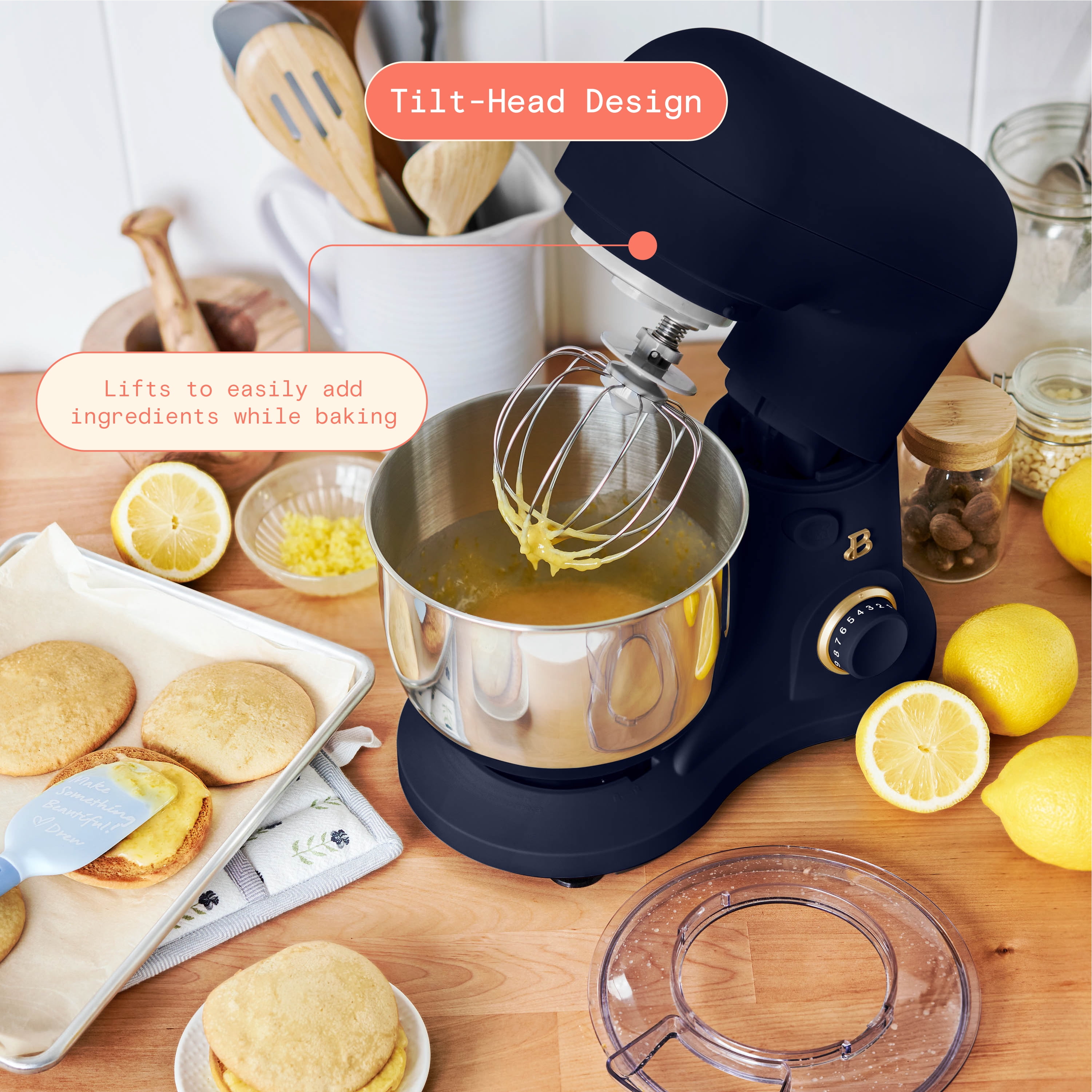 Beautiful 3.5 Qt Stand Mixer, Starry Night with Flat Beater, Dough Hook, Balloon Whisk