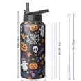 thumbnail image 3 of Halloween Scary Haunted Ghost 32oz Water Bottle with Flip Straw Lid Pumpkin Skull Witch Skeleton Stainless Steel Insulated Mug Gothic Holiday Gift for Adults Teens Men Women, 3 of 4
