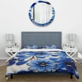 thumbnail image 3 of Designart "Botanical Mosaic of Blue Flowers I" Abstract Botanicals Bedding Covert Set - Abstract Blue Modern Bed Set With 2 Shams, 3 of 5
