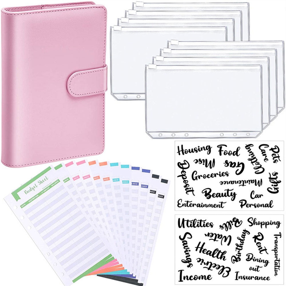 Giugt A6 Notebook Binder Budget Planner Organizer Cover Pockets Cash Wallet  PU Leather 