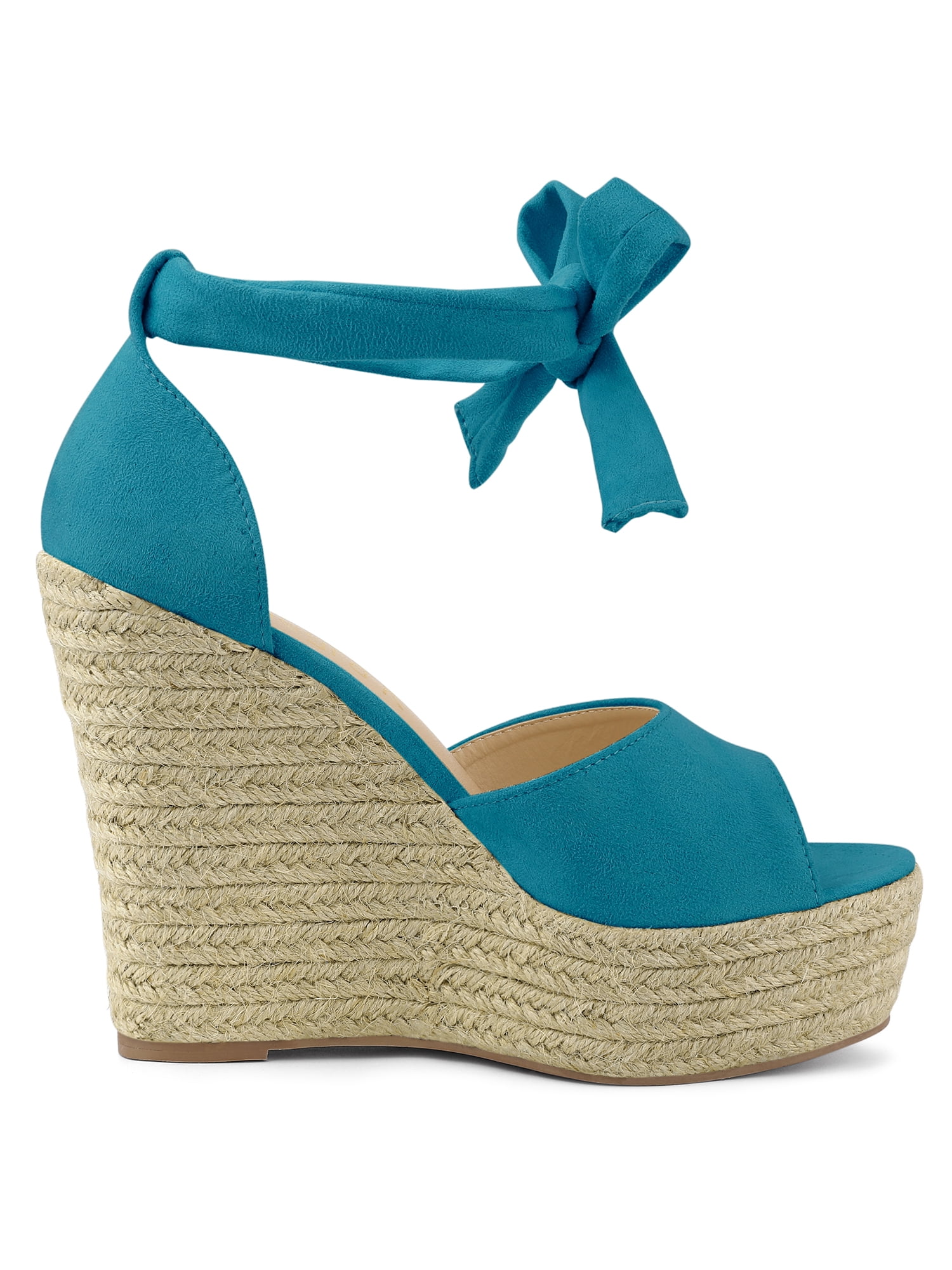 DARING DIVA Women's Espadrilles Tie Up Ankle Strap Wedges Sandals Teal 9