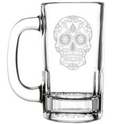 12oz Beer Mug Stein Glass Sugar Candy Skull