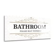 thumbnail image 2 of Bathroom Seat Yourself White Tile Olive Scroll 36 x 18 Glass Wall Hanging Sign, 2 of 3