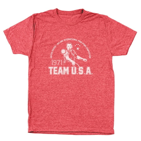 - Gump Ping Pong Team Usa Small Heather Red Men's Tri-Blend T-Shirt