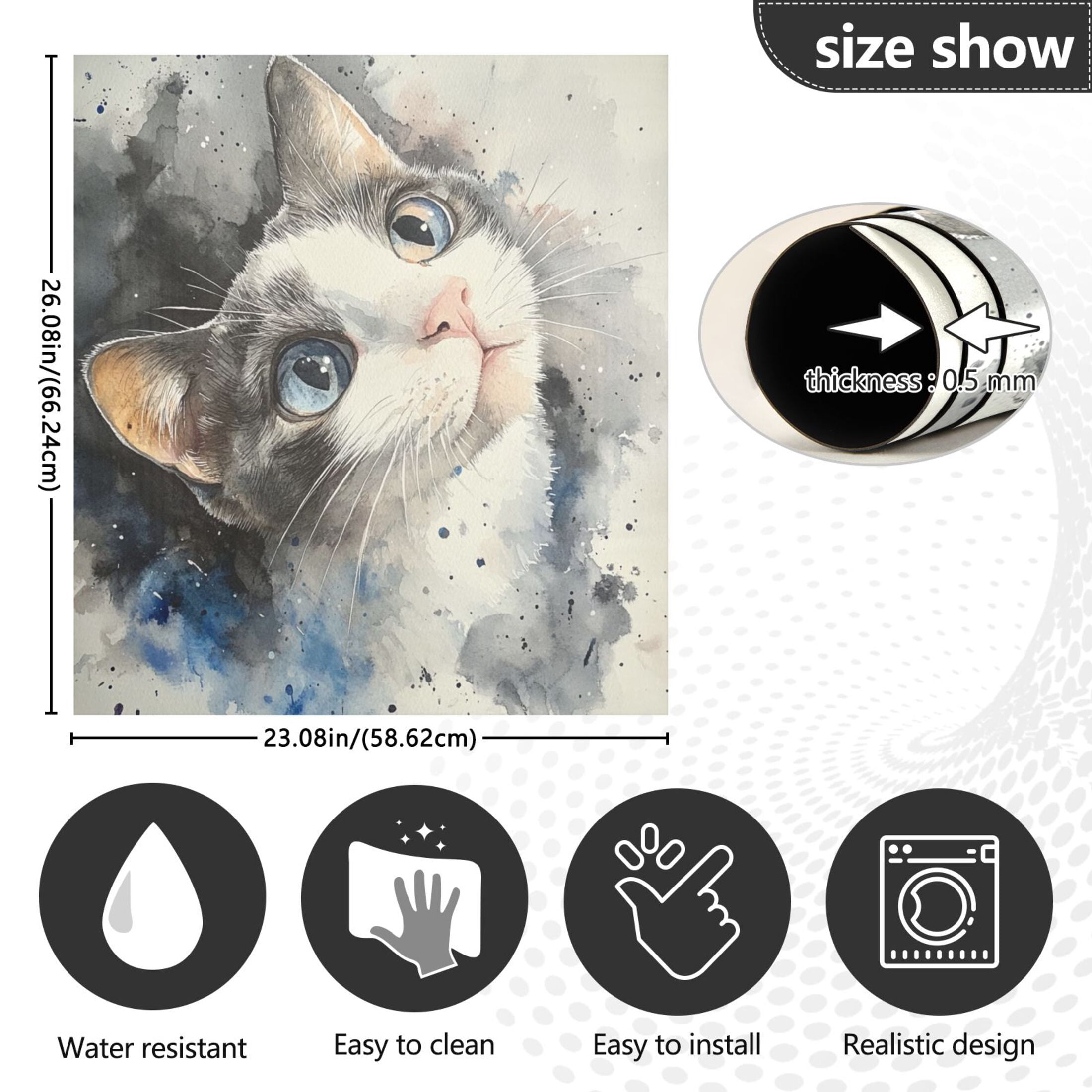 Dishwasher Magnetic Sticker 23x26 Inch Refrigerator Magnetic Sticker Washing Machine Magnetic Sticker Kitchen Panel Magnetic Sticker Home Decor Cute Watercolor Cat