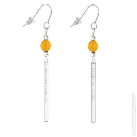- I Believed I Could Thin Bar Yellow Bead French Earrings