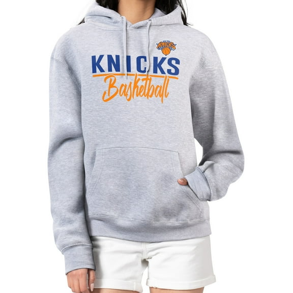 Women's G-III 4Her by Carl Banks Heather Gray New York Knicks Graphics Fleece Pullover Hoodie