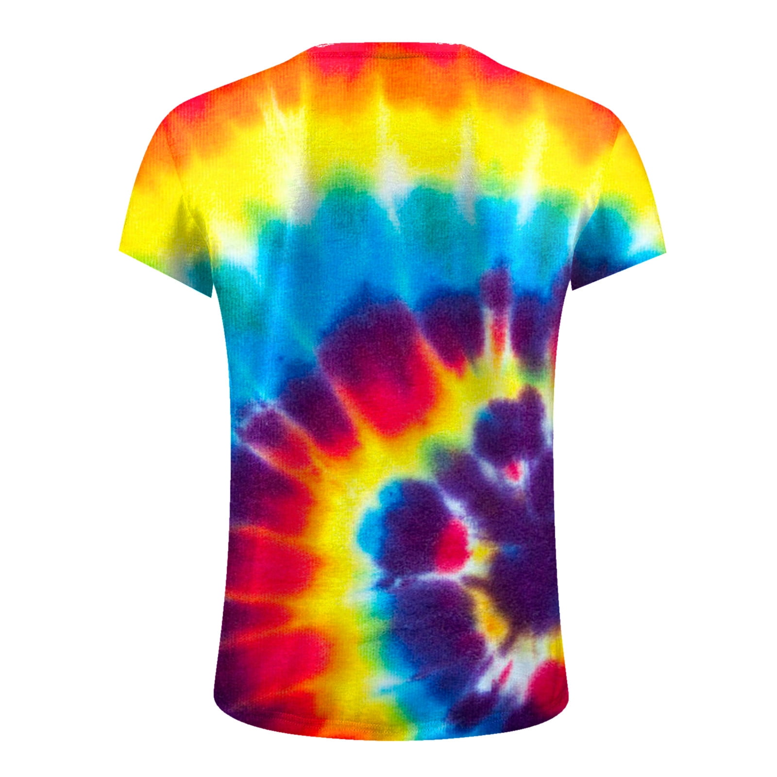 VSSSJ Tie Dye Shirts for Men Big and Tall Short Sleeve Rainbow Print Casual  Round Neck Tops Daily Athletic Stretch Reversible Shirts Multicolor XXXXXXL  