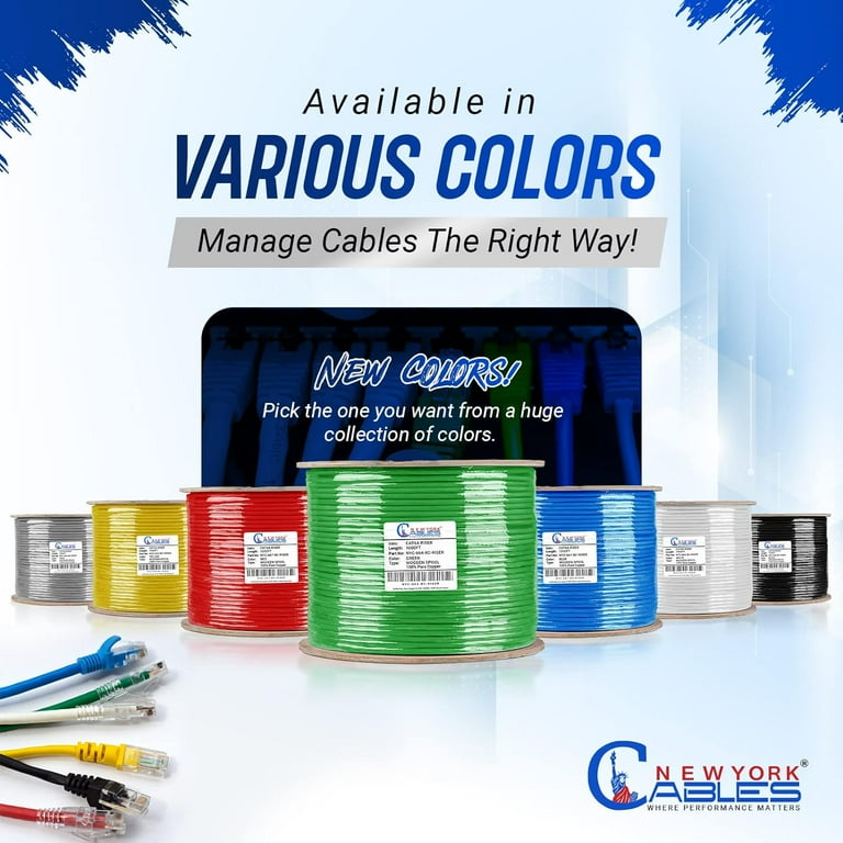 NewYork Cables Cat6a Cable 1000ft - Most Certified 100% Solid Bare Copper Cat 6a Ethernet Cable – CMR, 23 AWG, 750 MHz, PoE++ - Unshielded Twisted NewYork Cables Cat6a Cable 1000ft - Most Certified 100% Solid Bare Copper Cat 6a Ethernet Cable – CMR, 23 AWG, 750 MHz, PoE++ - Unshielded Twisted
