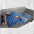 thumbnail image 6 of Christmas Soft Flannel Fleece Throw Blanket, Surfing Santa on a Wave with Sack at the Beach Tropical Night Fantasy Cartoon, Cozy Plush for Indoor and Outdoor Use, 50" x 70", Multicolor, by Ambesonne, 6 of 6