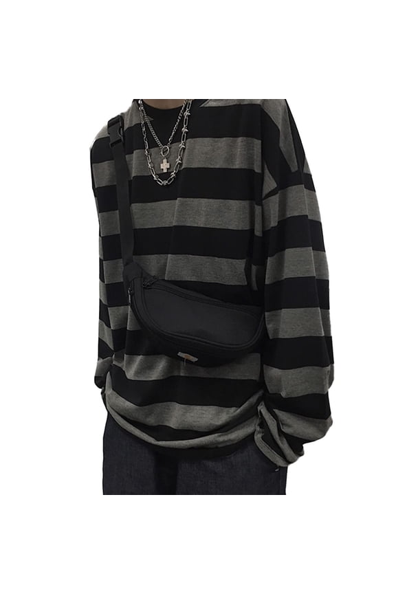 Women's Striped Distressed T Shirts Crewneck Long Sleeve Oversized Goth Tops Retro Baggy Fashion Y2K Tees