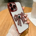 thumbnail image 1 of SaniMore Case for iPhone 13 Pro Max (6.7" 2021), Bling Glitter 3D Bowtie Diamond & Camera Glass Cover Protective Girly Shell Plsting Shockproof Bumper Anti--drop Clear Cover, Red, 1 of 7
