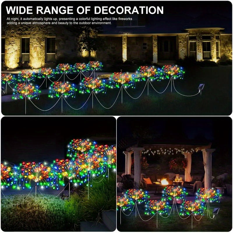 16 Packs Solar Firework Lights, 8 Modes IP65 Outdoor Solar Garden Lights, Value Set Solar Powered&nbsp;Fairy Lights for Patio, Pathway, Yard Decor