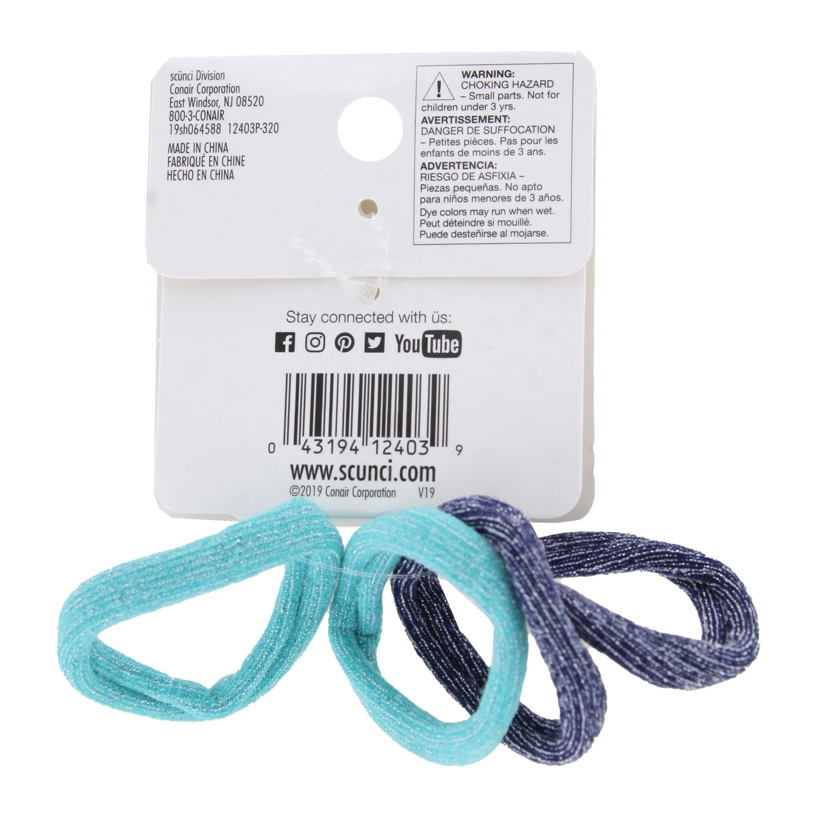 (4 pack) Scunci Hair Ponytailers, Assorted Colors, 4-Pieces