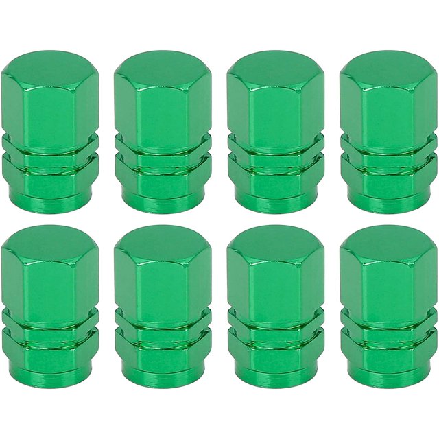 8pcs Green Tire Stem Valve Caps Wheel Valve Covers Car Dustproof
