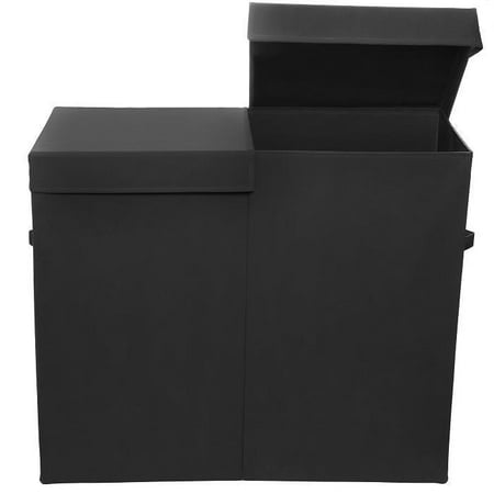Black Laundry Pedestal - Modern Littles Smarty Pants Folding Double Laundry Basket, Solid Black