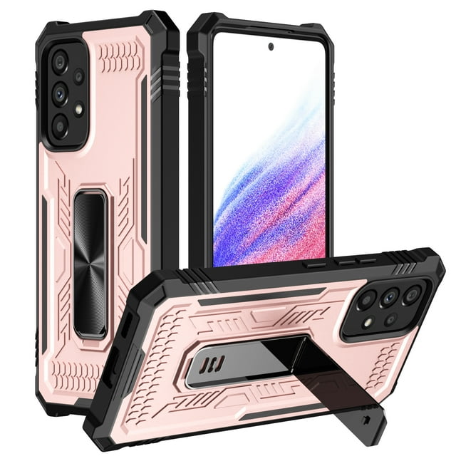 Étui Hybride Robuste pour Samsung Galaxy A23 5G, Protection Blindée Robuste avec Béquille Cachée en Métal, Antichoc et Anti-Rayures, Noir