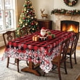 thumbnail image 2 of Nanqianyi Snowflake Plaid Christmas Tablecloth 60"x102",Waterproof Stain Resistant Table Cover For Holiday Party, 2 of 6