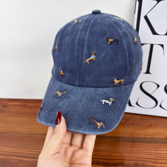 CaiYueKe Washed Soft Top Baseball Cap, Cute Puppy Embroidery Hat, Vintage Baseball Cap, Casual Streetwear Hat, Adjustable Unisex Cap, Breathable Summer Hat, Durable Everyday Cap, Low Maintenance Cap