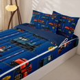 thumbnail image 3 of Erosebridal Steam Train Railroad Zipper Queen Comforter Set with Fitted Sheet and 2 Pillowcases,Cute Cartoon Truck Zipper Bedding Set For Boys,Navy Blue Reversible,4 Pieces, 3 of 7