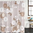 thumbnail image 2 of Brown White Floral Shower Curtain, Waterproof Shower Curtains for Bathroom, Spring Botanical Leaves Farmhouse Washable Fabric Bathtub Curtain Set Bath Decor with 12 Hooks Extra Long 72"x96", 2 of 8