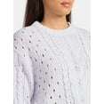 thumbnail image 4 of Time and Tru Women's Cable Knit Pullover Sweater with Long Sleeves, Midweight, Sizes XS-XXXL, 4 of 5