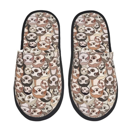 Balery Brown Sloth Slient Indoor Furry Fleece Comfort House Shoes Soft Non-Slip Home Shoes Cotton slippers House Slippers-- Large