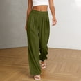 thumbnail image 5 of Wide Leg Trousers Women Lightweight Ruched Elastic Waist Comfy Pants with Pockets Summer Loose Pants for Women, 5 of 8
