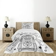 thumbnail image 4 of Ambesonne Retro Quilted Bedspread Set 2 Pcs, Cartoon Sketchy Music Box, Twin Size, Black and White, 4 of 5