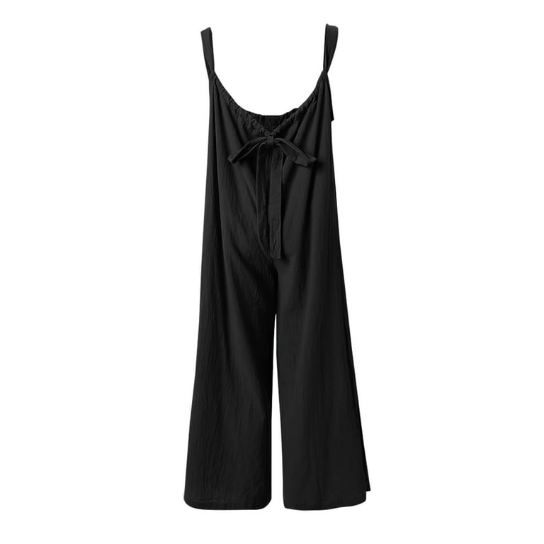 Oversized Jumpsuit Linen Overalls With Pockets Dungarees for Women UK Wide  Leg Stretchy Dungarees Women Casual Sleeveless Romper Women's Loose Baggy  Fashion Playsuit Trousers Cotton And Linen Pants 