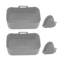 thumbnail image 3 of Fryer Silicone Pot, Dishwasher Safe Rectangular Fryer Silicone Basket 2Set Heat Resistant  For Kitchen Black,Red,Blue,Grey, 3 of 8