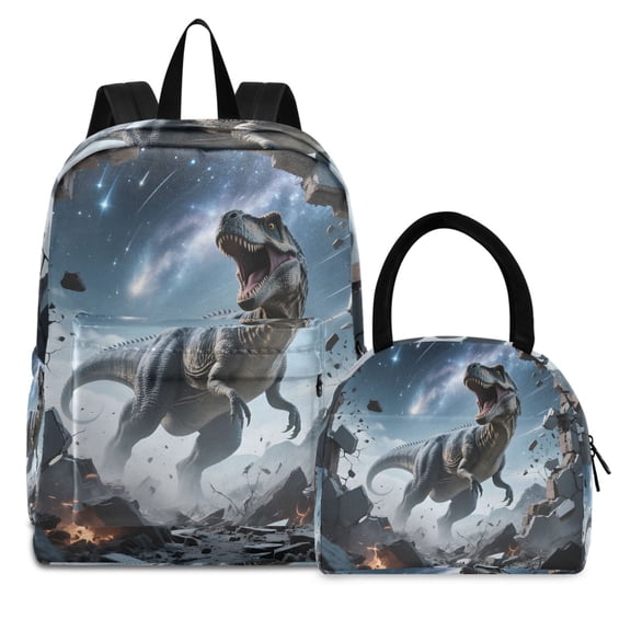 ALAZA Backpack Set Dinosaur in Wall Elementary School Bags Student BookBag with Lunch Bag