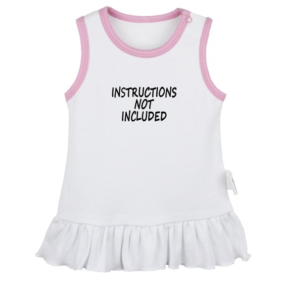 Instructions Not Included Funny Dresses For Baby, Newborn Babies Skirts, Infant Princess Dress, 0-24M Kids Graphic Clothes (White Sleeveless Dresses, 6-12 Months)