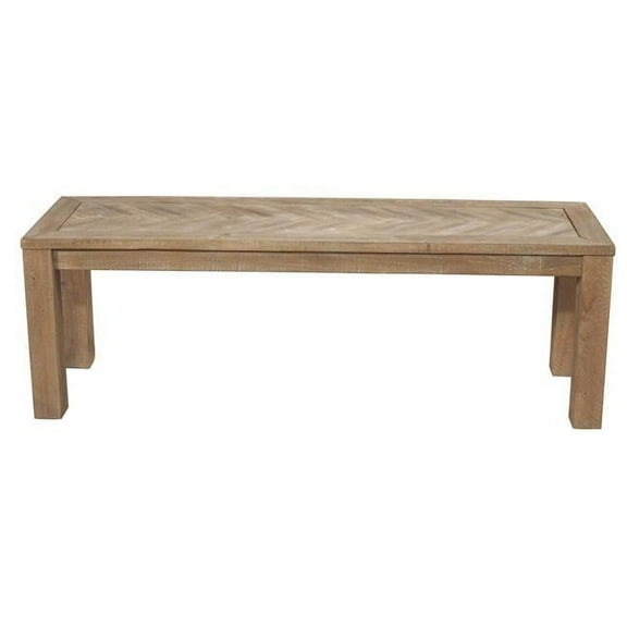 HomeRoots 524063 60 in. Natural Distressed Solid Wood Dining Bench