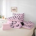thumbnail image 4 of Erosebridal Pink Comforter Set 7 Piece Twin Size,Love Heart Pattern Bed in a Bag Kawaii Room Decor,Romantic Heart Shaped Sheet Set with Comforter,Graffiti Bed Sets, 4 of 6