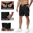 thumbnail image 3 of Mens Casual Shorts Cotton Drawstring Summer Beach Stretch Twill Chino Golf Shorts Whit Zipper Pockets 36, 3 of 6