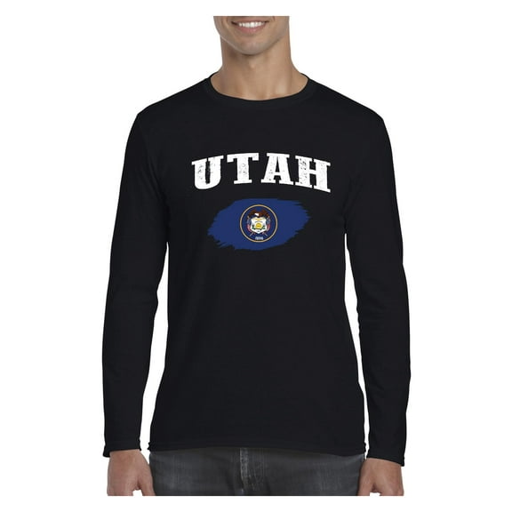 Mens Long Sleeve T-Shirts - Utah Flag