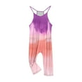 thumbnail image 4 of Eltusu Girls Overalls, Comfy Stretchy Casual Sleeveless Kids Jumpsuit Romper Purple Size 11-12 T, 4 of 6