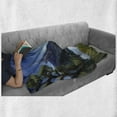 thumbnail image 6 of Fantasy Soft Flannel Fleece Blanket, Moon Surreal Scene with Riverside Lake Forest and Medieval Castle on Hill Art, Cozy Plush for Indoor and Outdoor Use, 50" x 60", Green and Blue, by Ambesonne, 6 of 6