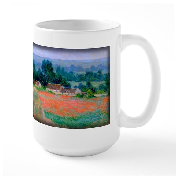 CafePress - Monet Painting, Haystack At Giverny, Large Mug - 15 oz Ceramic Large White Novelty Mug