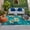 Blue, variant on Plumeria Coastal Outdoor Rug 3x5 Ft, Non Slip Washable Area Rug, Summer Beach Turquoise Ocean Patio Rugs Carpet Runner, Large Floor Mat for Indoor/Outdoor Deck Porch Camping