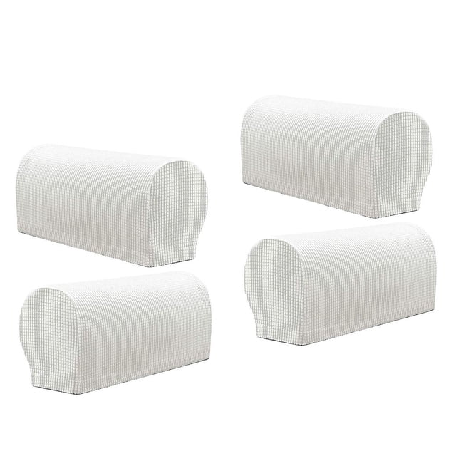 2 pares de fundas protectoras para reposabrazos de sofá, antideslizantes, para muebles Blanco