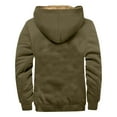thumbnail image 4 of Men's Winter Casual Hooded Jacket with Zippered Pockets, Solid Color Fashion Warm Outerwear for Daily Wear and Outdoor Activities in Cold Weather Seasons,Army Green,2XL, 4 of 4