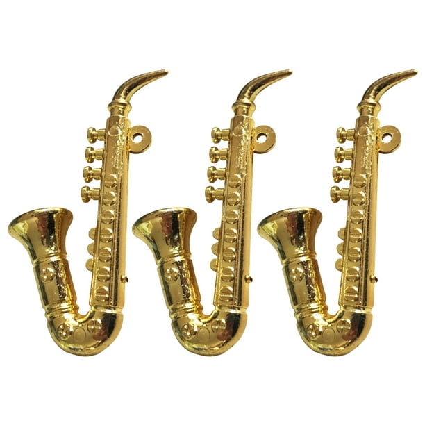 3 piezas de instrumentos musicales en miniatura para decoración de casa de muñecas a escala 1:12, ideales para el hogar o la habitación de los niños (estilo saxofón).